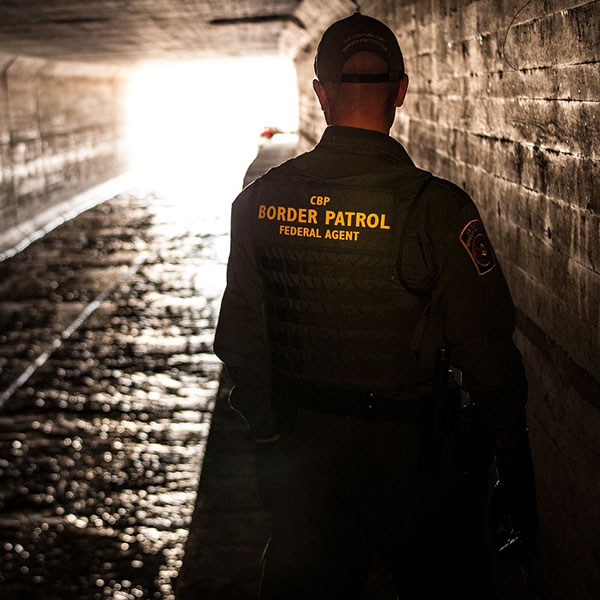 Border Patrol Agent in Tunnel